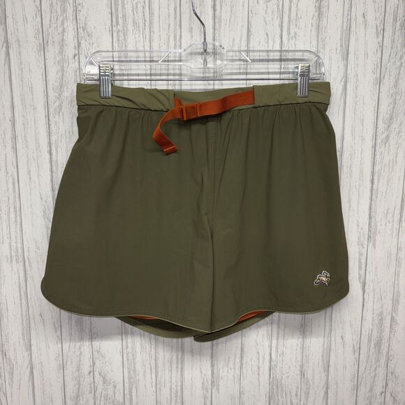 Womens Size M Tracksmith Shorts Green Orange EUC - Picture 1 of 6